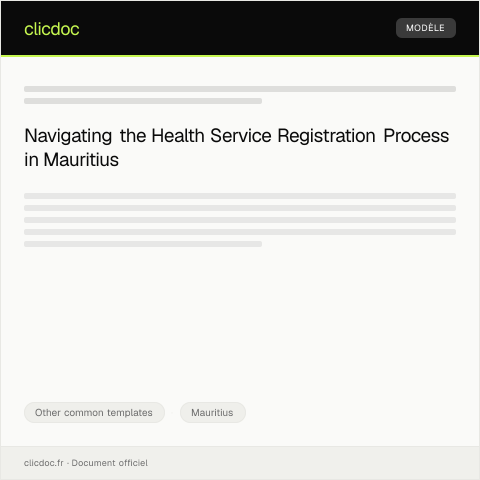 Document preview: Request for Health Service Registration — Other common templates, Mauritius