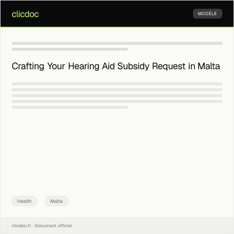 Document preview: Request for Hearing Aid Subsidy — Health, Malta