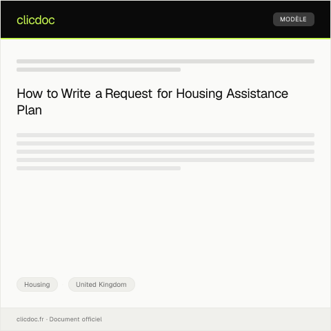 Document preview: Request for Housing Assistance Plan — Housing, United Kingdom