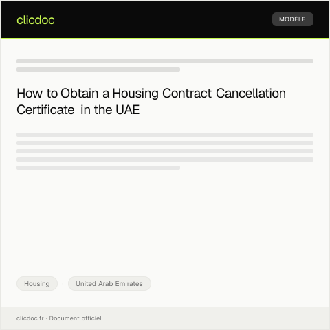 Document preview: Request Housing Contract Cancellation Certificate / طلب شهادة إلغاء عقد السكن — Housing, United Arab Emirates