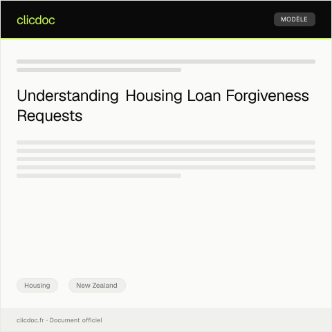 Document preview: Request for Housing Loan Forgiveness / Tono mō te muru utunga whaimana — Housing, New Zealand