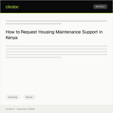 Document preview: Request for Housing Maintenance Support — Housing, Kenya
