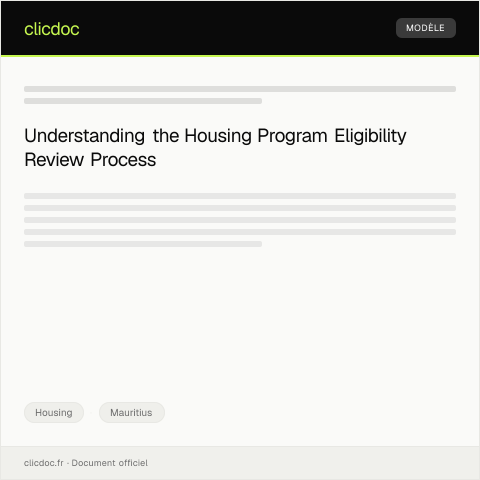 Document preview: Request for Housing Program Eligibility Review (PSC Review Form 1/2023) — Housing, Mauritius
