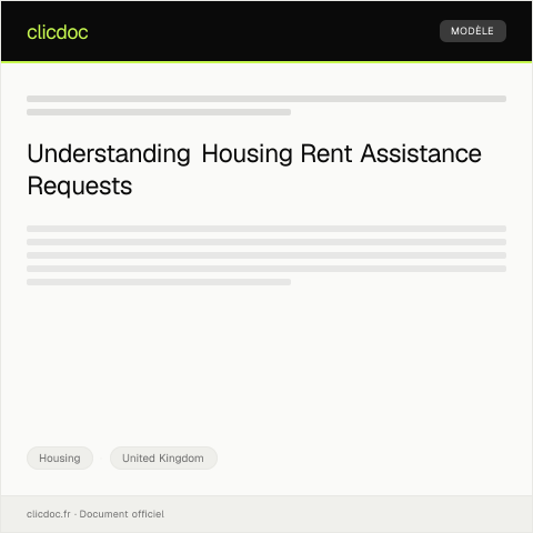 Document preview: Request for Housing Rent Assistance — Housing, United Kingdom