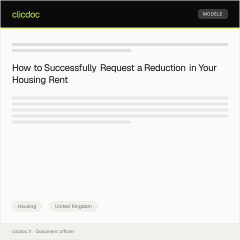 Document preview: Request for Housing Rent Reduction — Housing, United Kingdom
