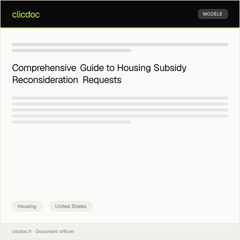 Document preview: Request for Housing Subsidy Reconsideration — Housing, United States