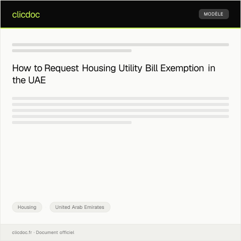 Document preview: Request for Housing Utility Bill Exemption / طلب إعفاء من فواتير المرافق — Housing, United Arab Emirates