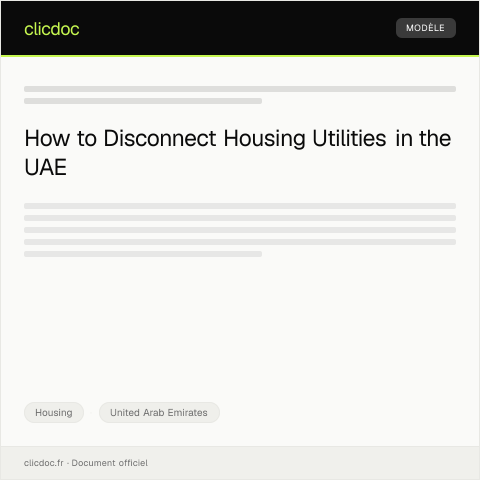 Document preview: Request for Housing Utility Connection Disconnection / طلب فصل خدمات المرافق للسكن — Housing, United Arab Emirates