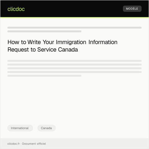 Document preview: Request for Immigration Information / Demande d'information sur l'immigration — International, Canada