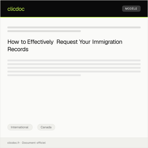Document preview: Request for Immigration Record Search / Recherche de dossier d'immigration — International, Canada