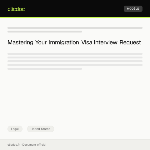 Document preview: Request for an Immigration Visa Interview Appointment — Legal, United States