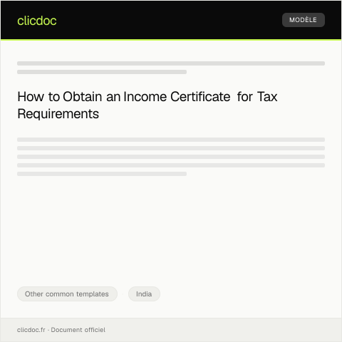 Document preview: Request for Income Certificate for Tax Purposes — Other common templates, India