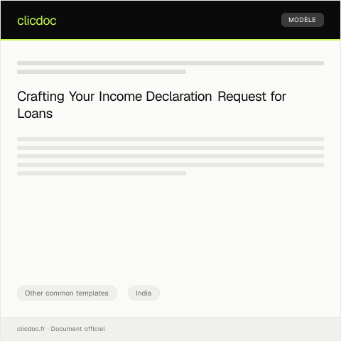 Document preview: Request for Income Declaration for Loan Applications — Other common templates, India