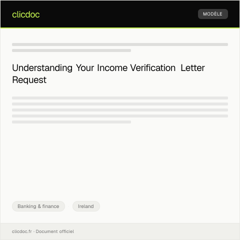 Document preview: Request for Income Verification Letter — Banking & finance, Ireland