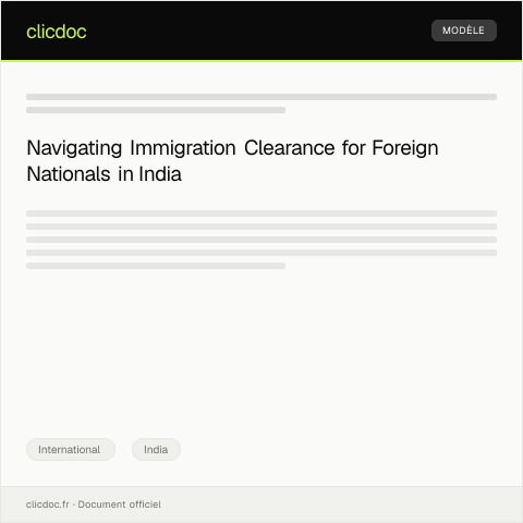 Document preview: Request for Indian Immigration Clearance for Foreign Nationals — International, India