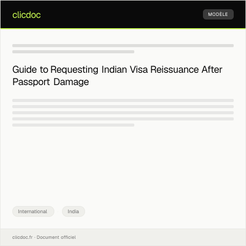 Document preview: Request for Indian Visa Reissuance Due to Passport Damage — International, India