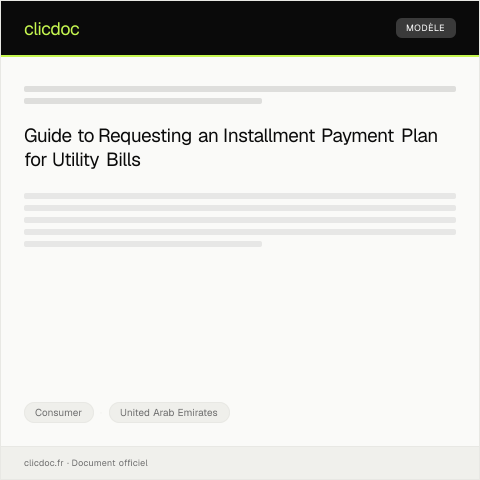 Document preview: Request for Installment Payment Plan for Utility Bills (طلب خطة دفعات بالتقسيط للفواتير) — Consumer, United Arab Emirates