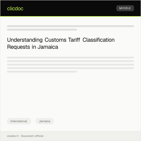 Document preview: Request for International Customs Tariff Classification — International, Jamaica