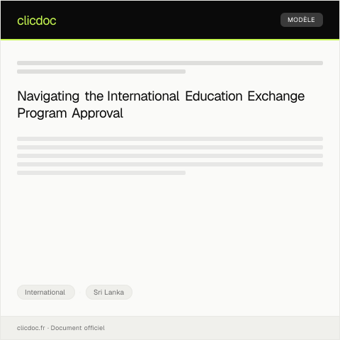 Document preview: Request for International Education Exchange Program Approval — International, Sri Lanka