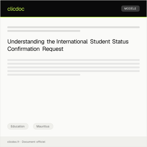 Document preview: Request for International Student Status Confirmation — Education, Mauritius