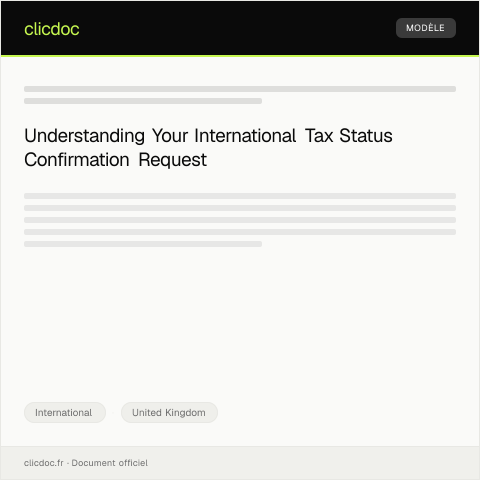 Document preview: Request for International Tax Status Confirmation — International, United Kingdom