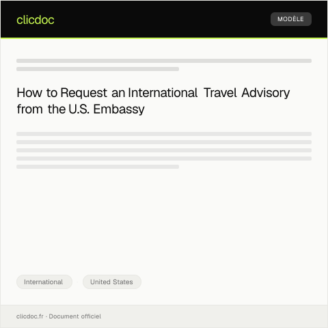 Document preview: Request for International Travel Advisory from U.S. Embassy — International, United States