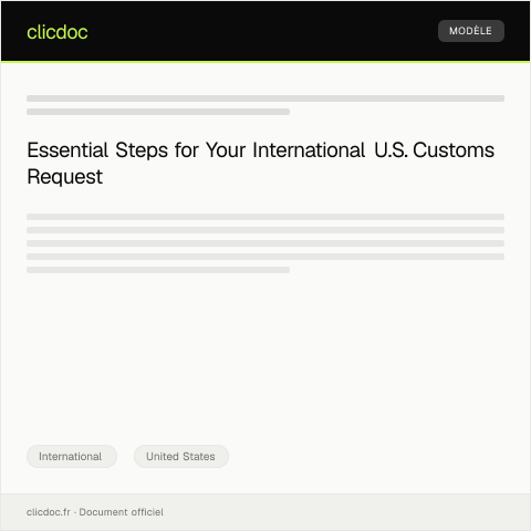 Document preview: Request for International U.S. Customs Form — International, United States