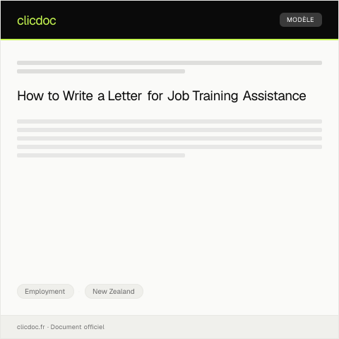 Document preview: Request for Job Training Assistance / Tono mō te tautoko mō te ako mahi — Employment, New Zealand