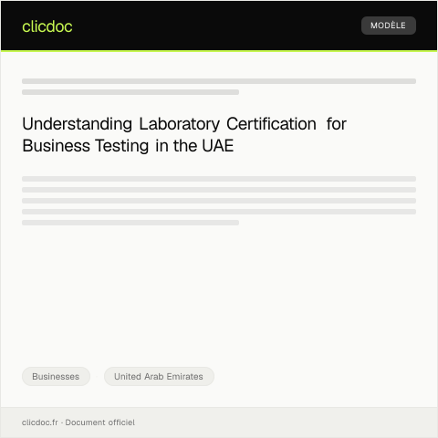 Document preview: Request for Laboratory Certification for Business Testing — Businesses, United Arab Emirates