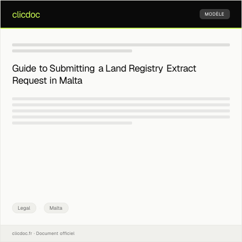 Document preview: Request for Land Registry Extract / Talba għal Eżekuzzjoni tar-Reġistru tal-Art — Legal, Malta