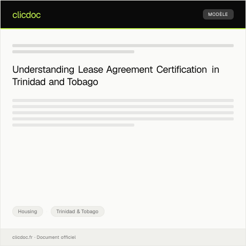 Document preview: Request for Lease Agreement Certification — Housing, Trinidad & Tobago