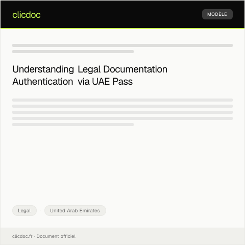 Document preview: Request for Legal Documentation Authentication through UAE Pass — Legal, United Arab Emirates