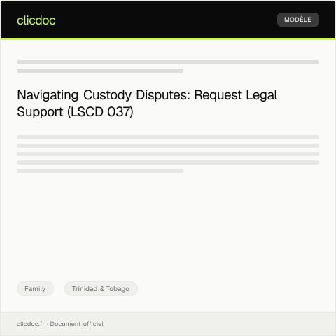 Document preview: Request for Legal Support in Custody Disputes (LSCD 037) — Family, Trinidad & Tobago