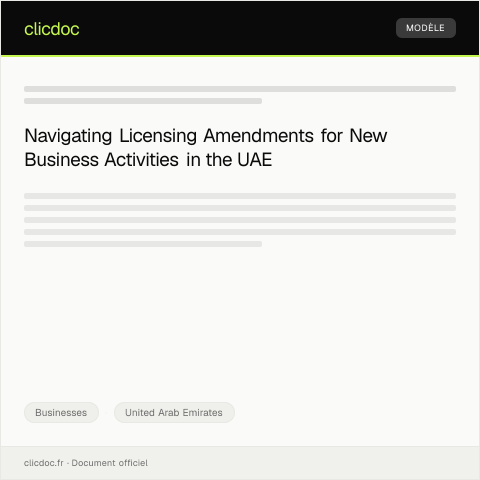 Document preview: Request for Licensing Amendment for New Business Activities — Businesses, United Arab Emirates