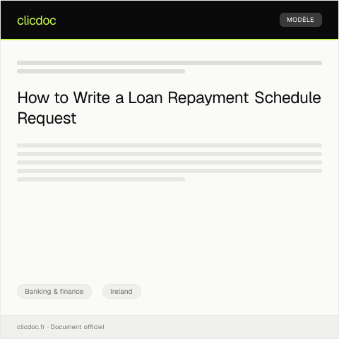 Document preview: Request for Loan Repayment Schedule — Banking & finance, Ireland