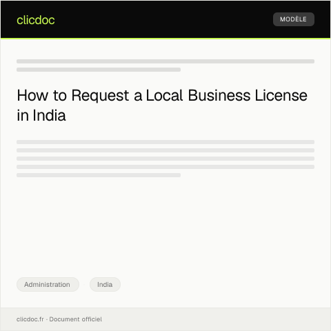 Document preview: Request for Local Business License or Trade Permit — Administration, India