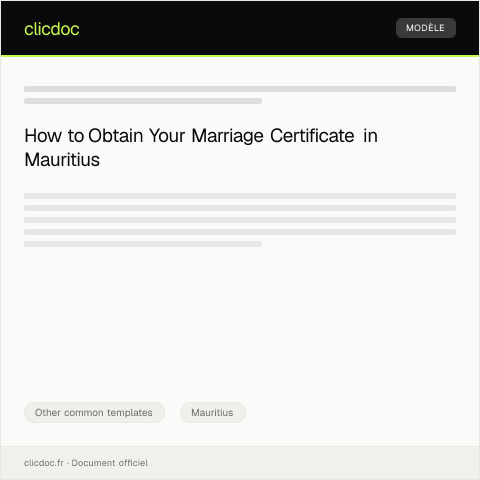 Document preview: Request for Marriage Certificate — Other common templates, Mauritius