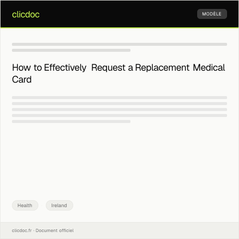 Document preview: Request for Medical Card Replacement — Health, Ireland