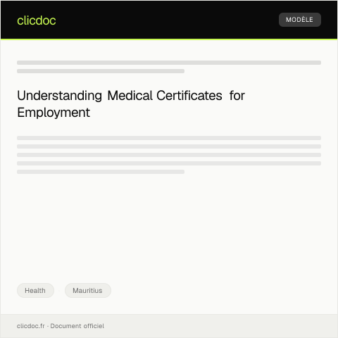 Document preview: Request for Medical Certificate for Work Purposes — Health, Mauritius