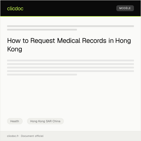Document preview: Request for Medical Records / 醫療記錄申請 — Health, Hong Kong SAR China