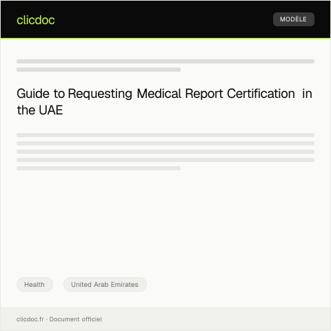 Document preview: Request for Medical Report Certification — Health, United Arab Emirates