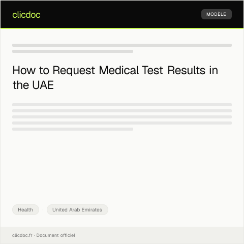 Document preview: Request for Medical Test Results Access — Health, United Arab Emirates