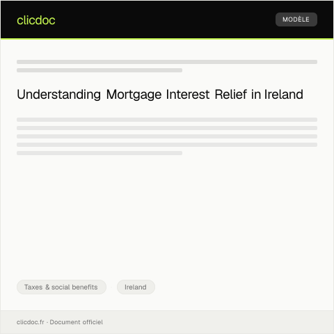 Document preview: Request for Mortgage Interest Relief — Taxes & social benefits, Ireland