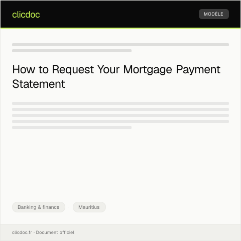 Document preview: Request for Mortgage Payment Statement — Banking & finance, Mauritius