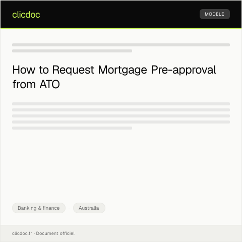 Document preview: Request for a Mortgage Pre-approval — Banking & finance, Australia