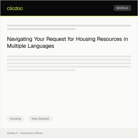 Document preview: Request for Multilingual Housing Resources / Tono mō ngā rauemi whare reo maha — Housing, New Zealand