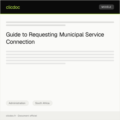Document preview: Request for Municipal Service Connection — Administration, South Africa