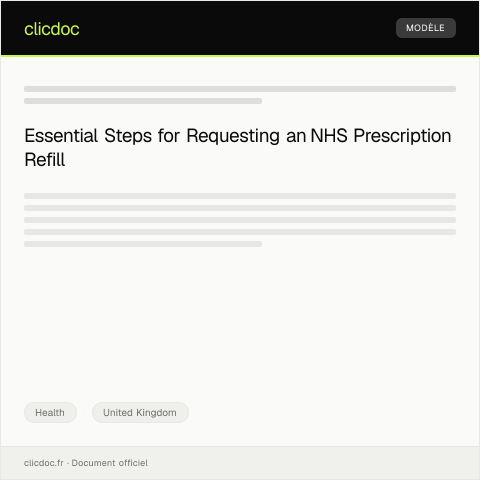 Document preview: Request for NHS Prescription Refill — Health, United Kingdom
