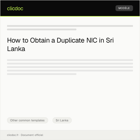 Document preview: Request for NIC Duplicate Certificate — Other common templates, Sri Lanka