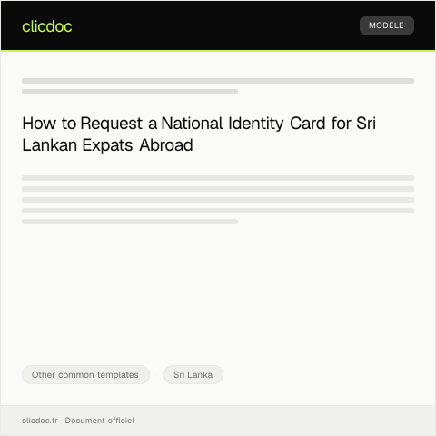 Document preview: Request for NIC for Expats Living Abroad — Other common templates, Sri Lanka